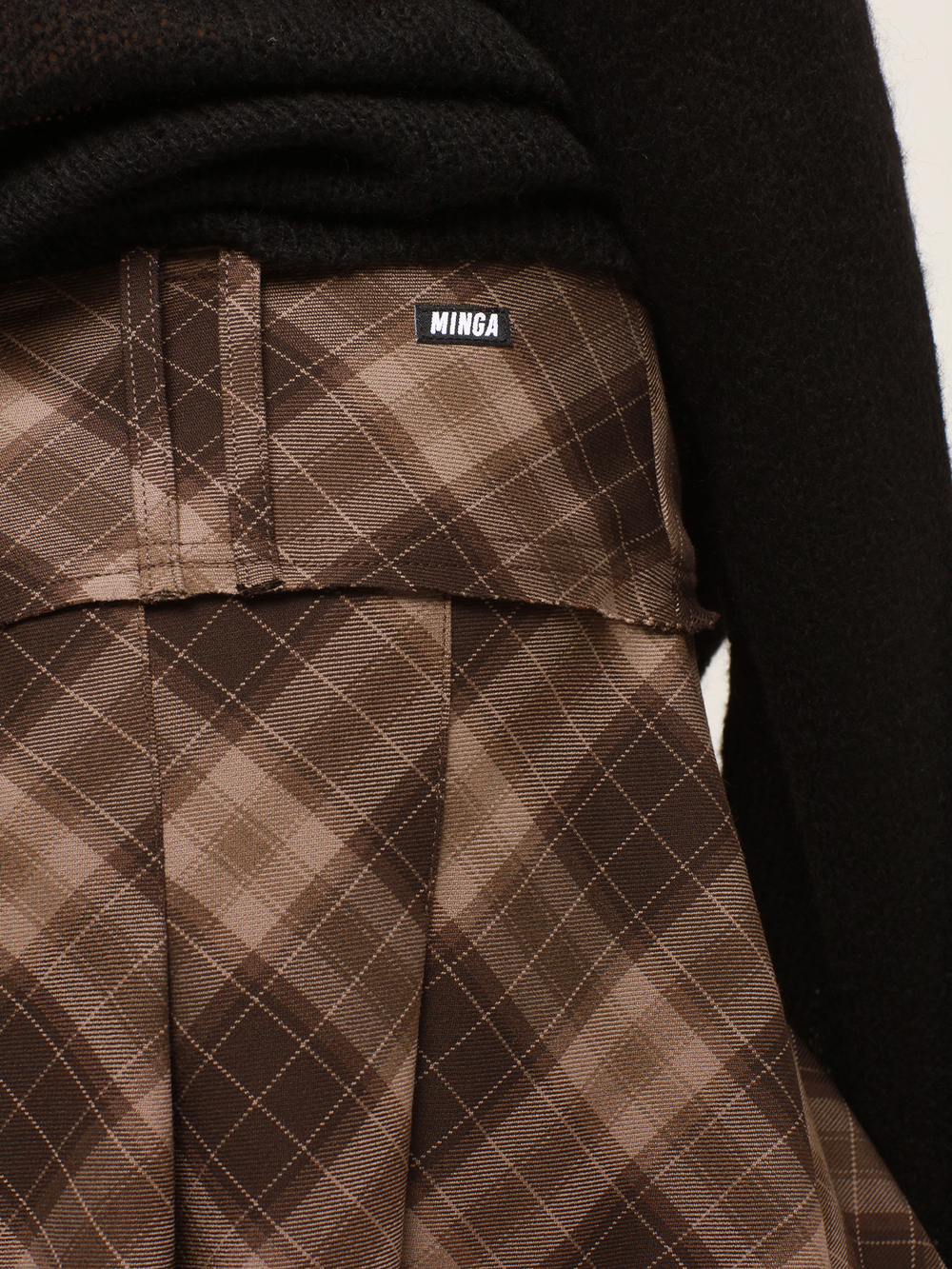 Юбка Brown Plaid Pleated Mini Skirt