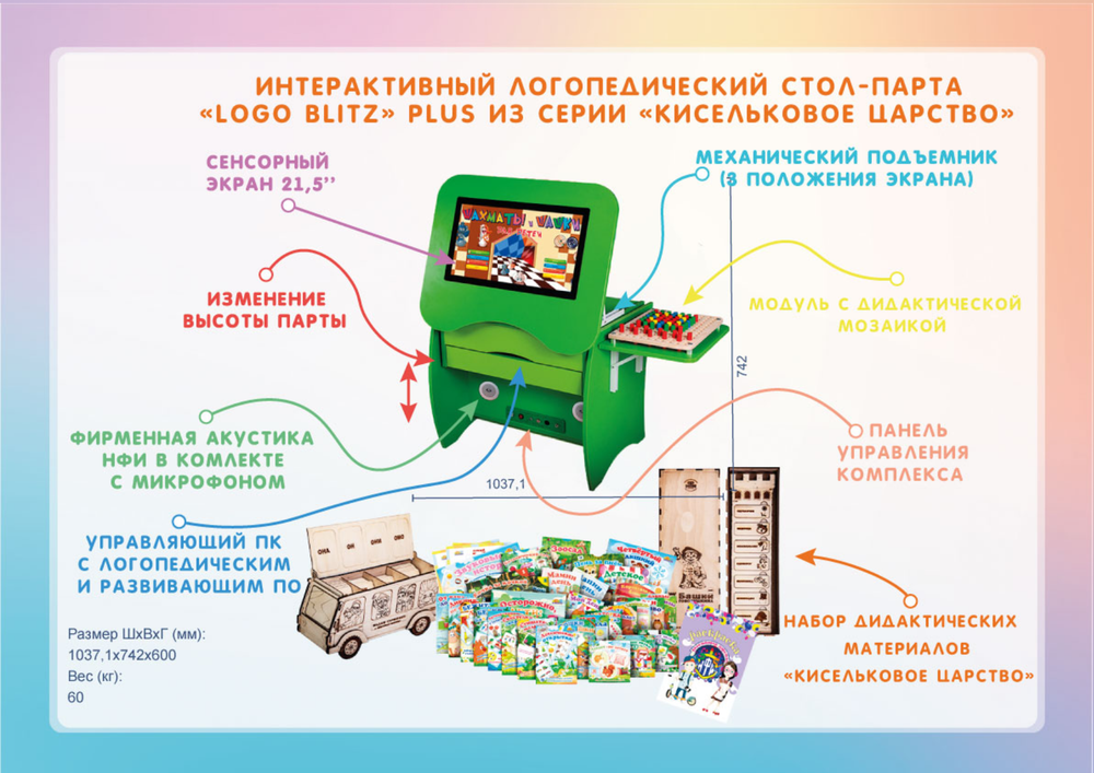 Интерактивный логопедический стол-парта Logo Blitz Plus Лого блиц Плюс из серии Кисельковое царство