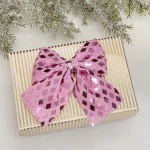 Бант на ёлку «Сказочные переливы» 9*10 см (набор 3 шт), Розовое золото