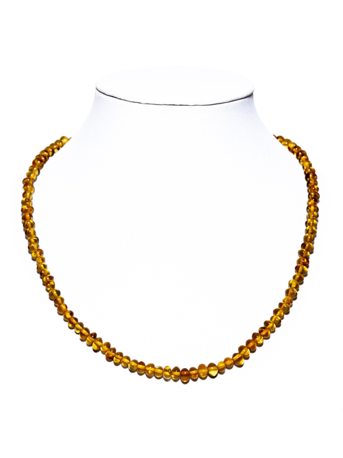 Бусы из цельного янтаря, бусины 7 на 4 мм, размер регулируется от 45 до 48