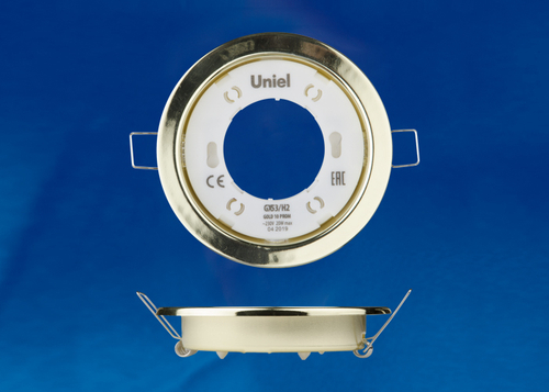 GX53/H2 GOLD 10 PROM Светильник ультратонкий встраиваемый. В составе набора из 10шт. Корпус золото. Картон. TM Uniel.