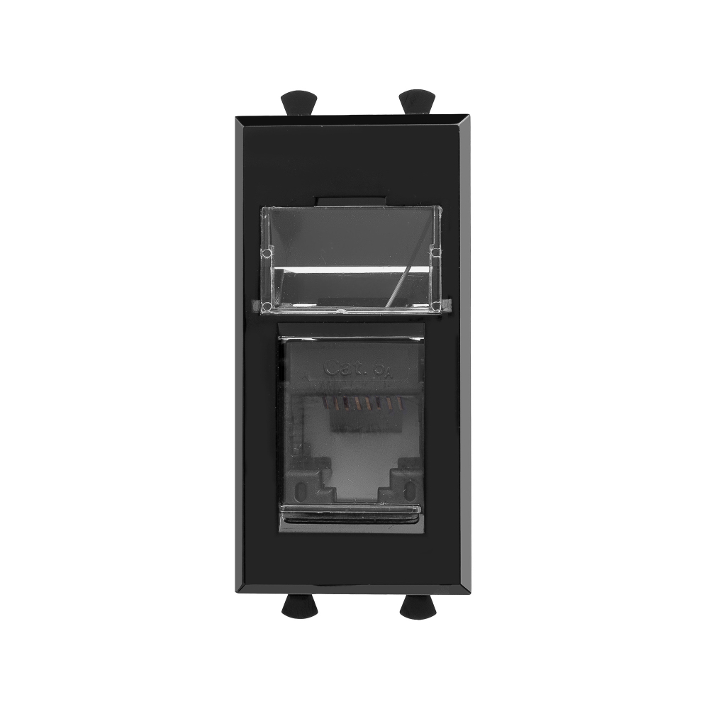 Компьютерная розетка RJ-45 модульная, кат.6А, "Avanti", "Черный квадрат", 1 модуль