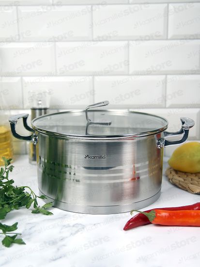 Кастрюля 5,7 л. из нержавеющей стали Kamille KM 5857 с крышкой