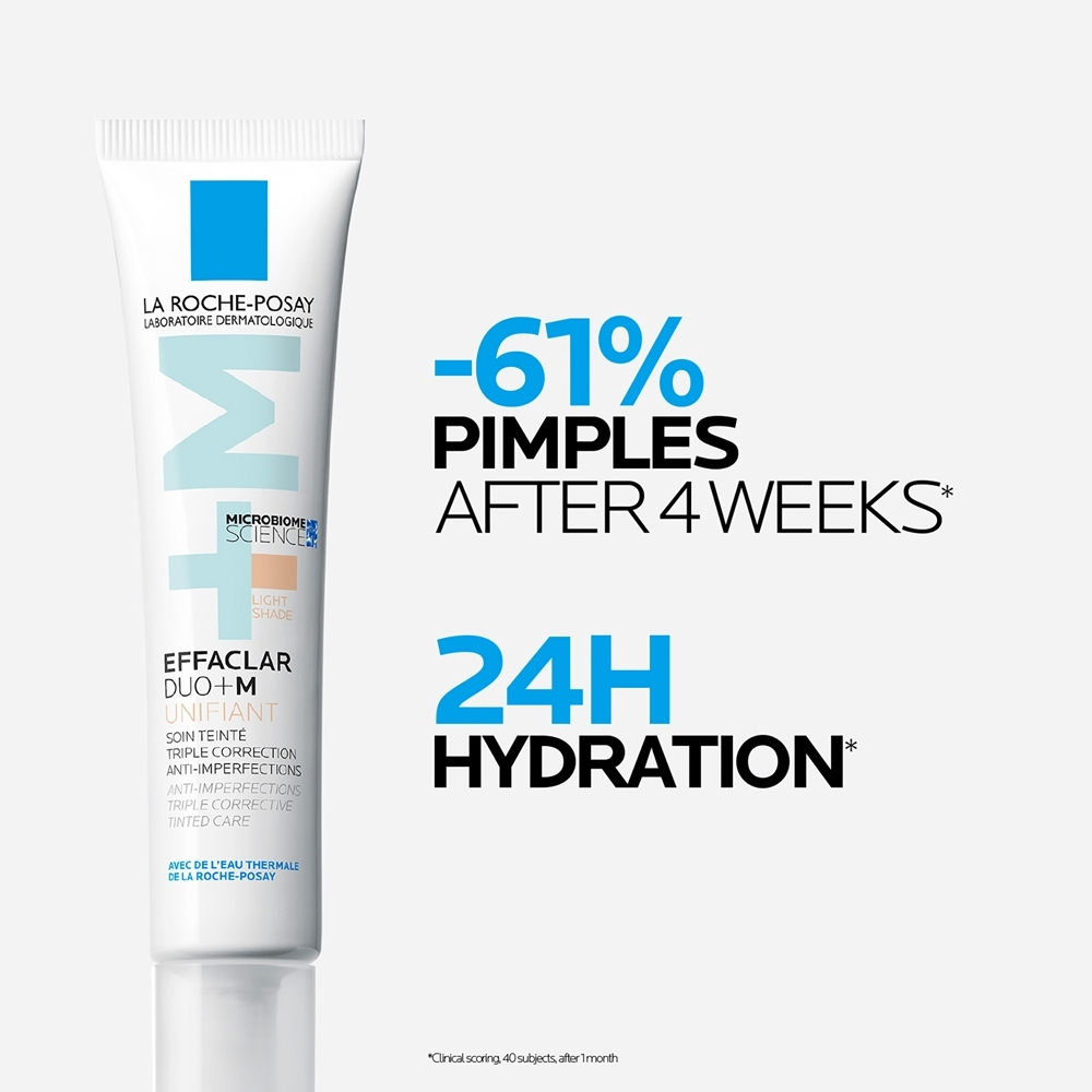 La Roche-Posay Effaclar DUO+M Unifiant - Легкий тональный крем с увлажняющим эффектом, 40 ml