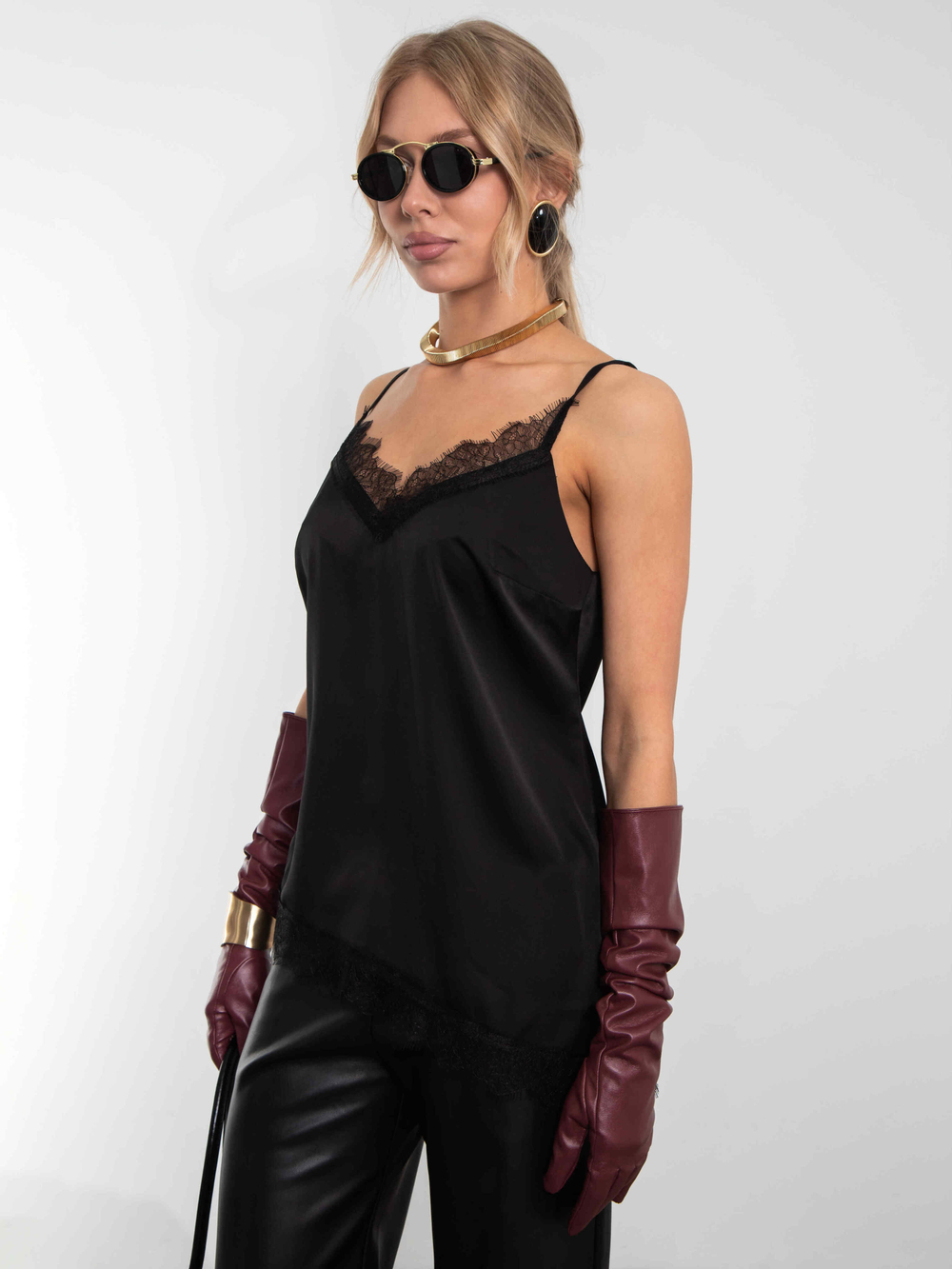 Блуза-топ Шёпот шёлка (черный)