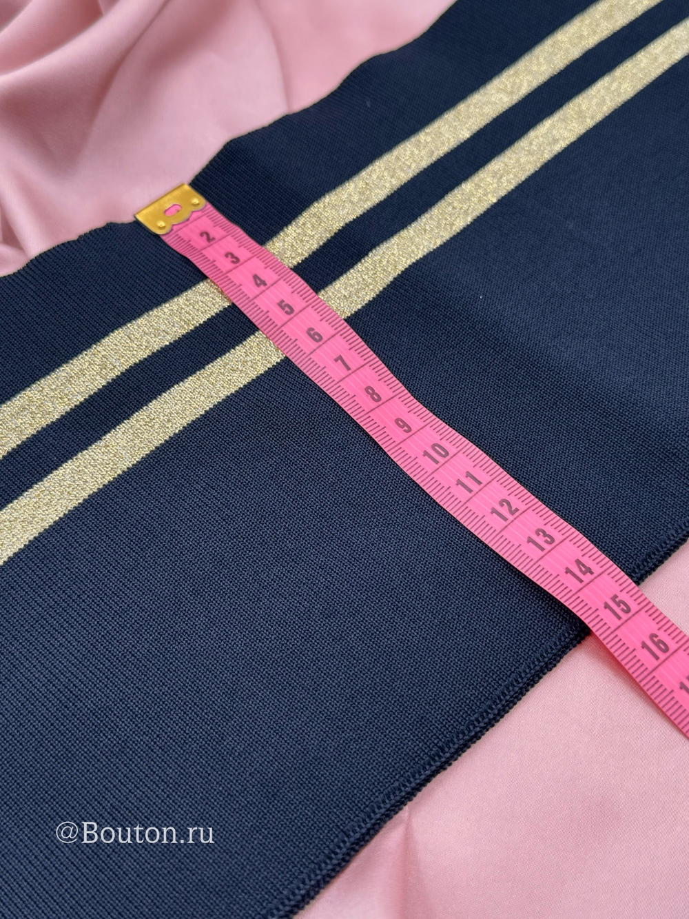 Подвяз трикотажный темно-синий с золотистыми  полосками  0,9 м, ширина 14-15 см