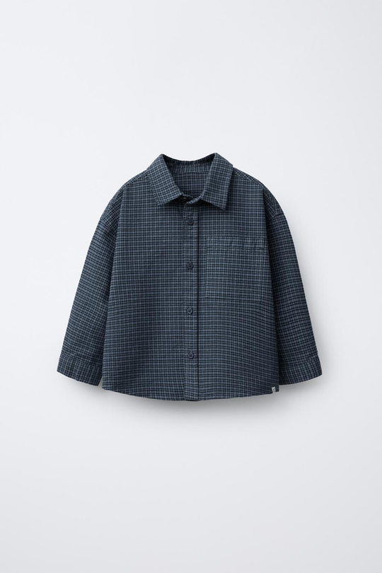 ZARA ТЕПЛАЯ РУБАШКА В КЛЕТКУ, СИНИЙ
