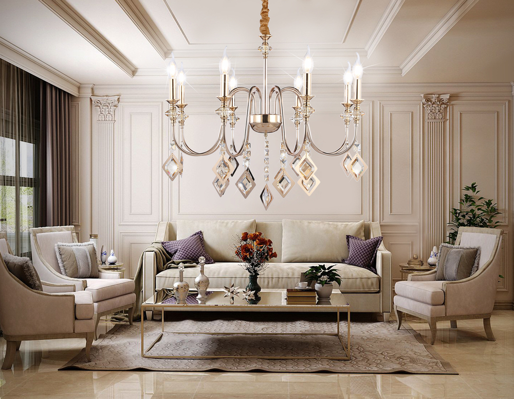 Подвесная люстра с хрусталем TR4957/8 FGD/TI золото/янтарь E14*8 max 40W D712*625