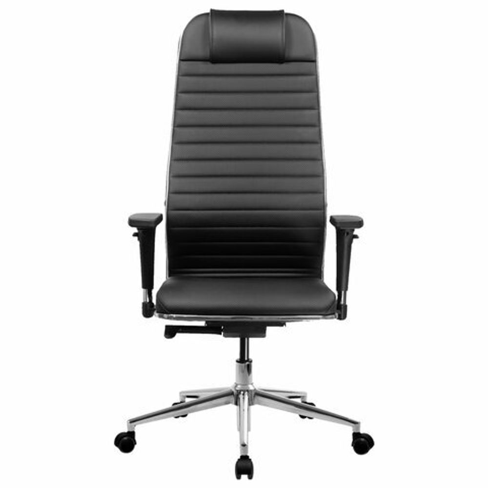 Кресло МЕТТА "ErgoLife" 10 B1-117D, хром, синхромеханизм, 2D-подлокотники, экокожа, черное