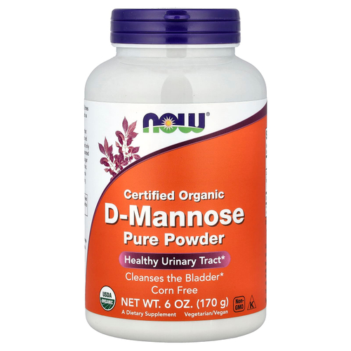 NOW Foods, сертифицированная органическая чистая D-манноза в порошке, 170 г (6 унций)