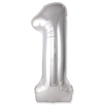 Шар фольгированный Цифра 1 101 см (Серебряный)