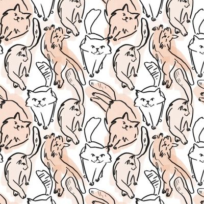 Коты в разных позах, ручная графика