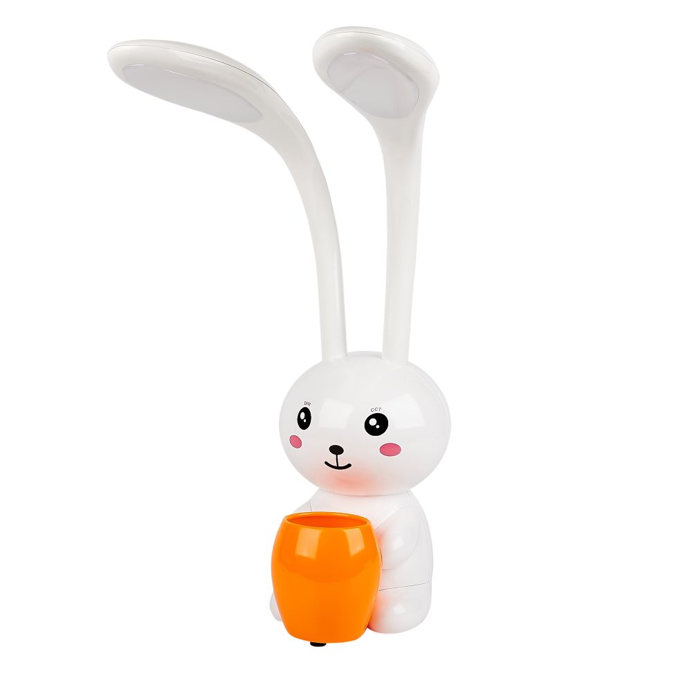 ULM-D160 12W-3000-6000K-DIM WHITE Светильник настольный светодиодный Заяц. с подставкой под канцелярские принадлежности. Сенсорный выключатель. Диммер. Белый. TM Uniel