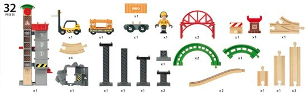 BRIO Набор "Ж/д Логистическая станция с лифтом", 32 элемента