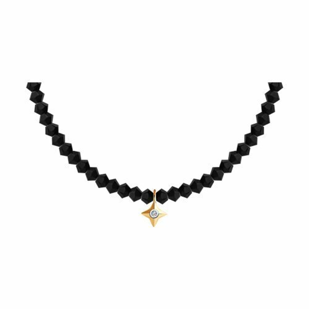 Колье из золота с искусственно выращенными бриллиантами и кристаллами Swarovski