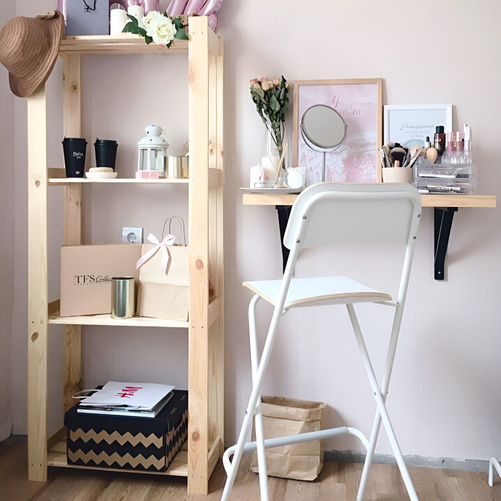 Стеллаж напольный Альберт 159 см для рассады, книг, деревянный стеллаж на балкон, в натуральной отделке