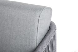 "Канны" левый модуль плетеный из роупа, каркас алюминий белый шагрень, роуп светло-серый круглый, ткань светло-серая