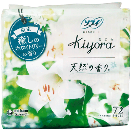 Unicharm Ежедневные женские гигиенические прокладки Kiyora белая лилия, 72 шт.