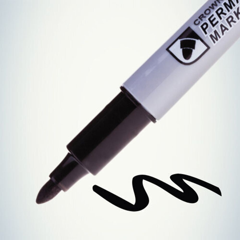 Маркер перманентный CROWN "Multi Marker Slim", ЧЕРНЫЙ, круглый наконечник, 2 мм, P-505