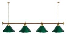 Лампа STARTBILLIARDS 4 пл. (плафоны коричневые,штанга голубая,фурнитура золото)