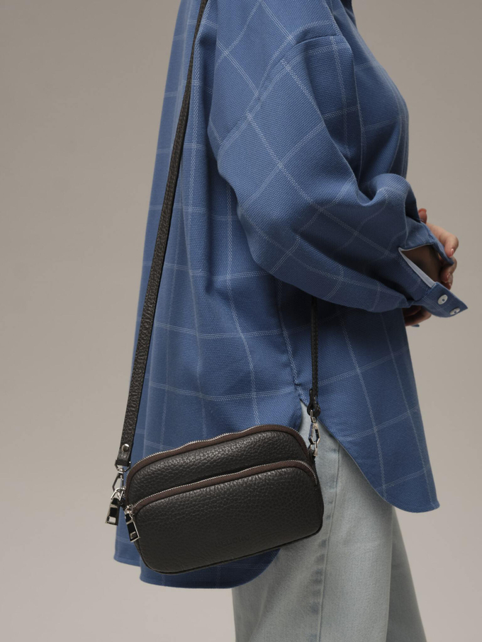 Сумка кожаная кросс-боди темно-зеленая