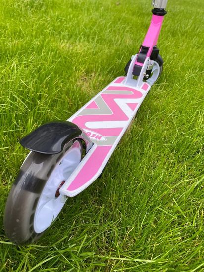 Складной двухколёсный самокат со светящимися колёсами и платформой Micar Flash 145 белый