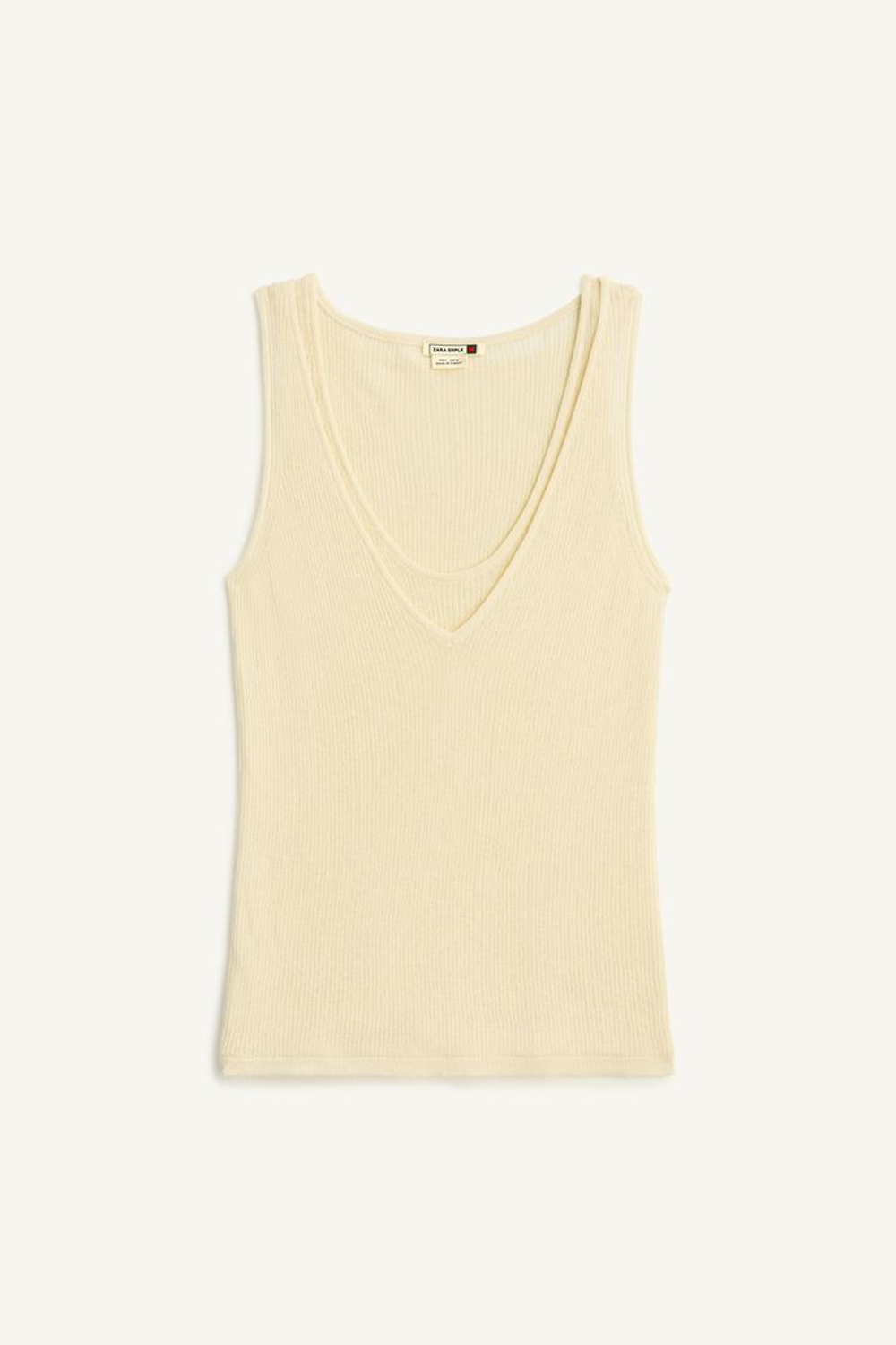ZARA ДВУХСЛОЙНЫЙ ТРИКОТАЖНЫЙ ТОП, ЖЕЛТЫЙ