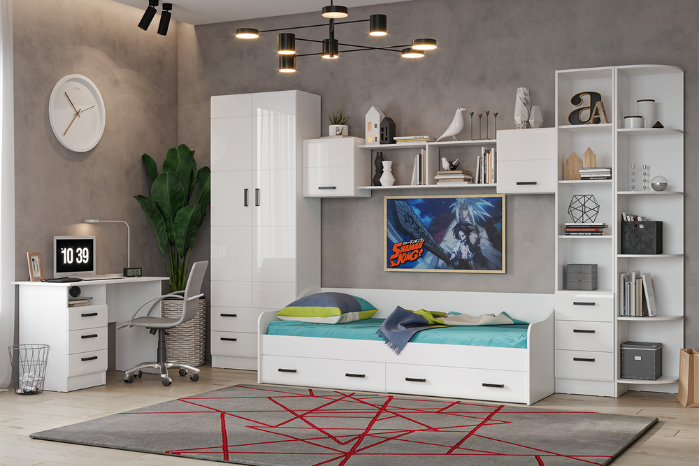 Стол письменный Вега, Белый глянец холодный, Белый