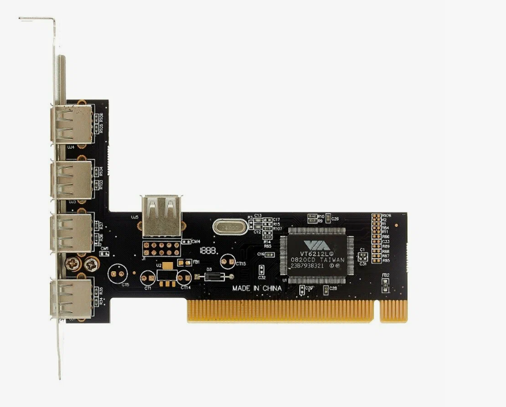 Сетевой контроллер PCI на USB, ExeGate EXE-352 4 USB-A внешних и 1 USB внутренний VT6212L