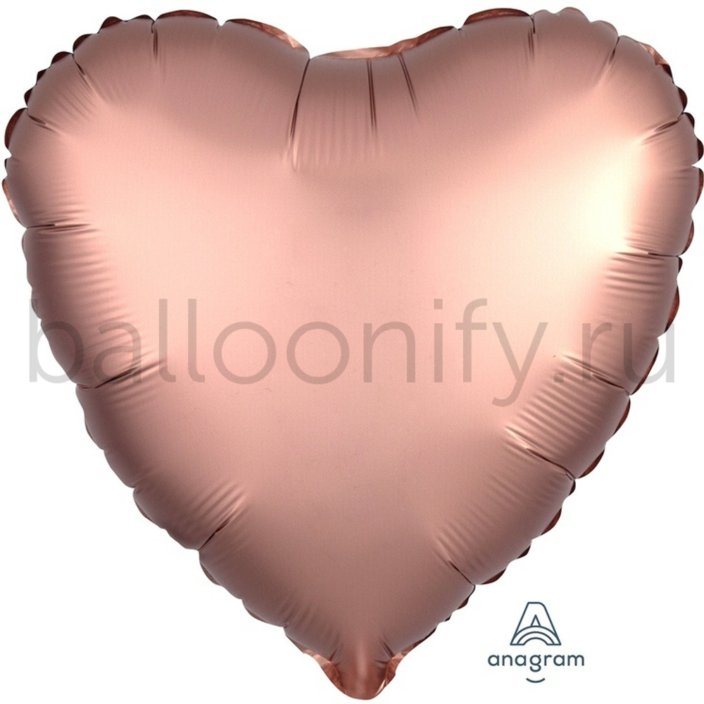Фольгированная фигура, сердце, 18"/46СМ Сатин Rose Copper