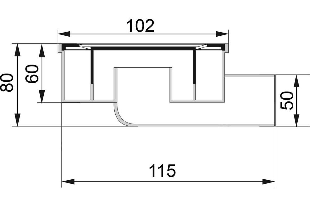 ТРАП ГОРИЗОНТ С СУХ.ЗАТВОРОМ РЕШЕТКА ПЛАСТ ВК ПП 100/100Х50 СЕРЫЙ РТП