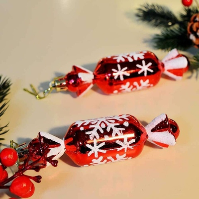 Елочные игрушки 2шт 11см "Конфета со снежинкой"