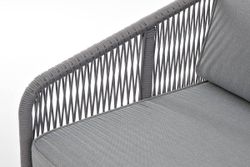 "Канны" диван модульный плетеный из роупа, каркас алюминий белый, роуп светло-серый круглый, ткань светло-серая