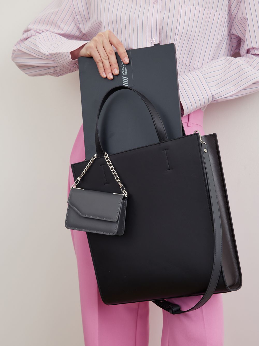 ШОППЕР БОЛЬШОЙ ЧЕРНЫЙ|ГРАФИТ|Т.КОРИЧНЕВЫЙ