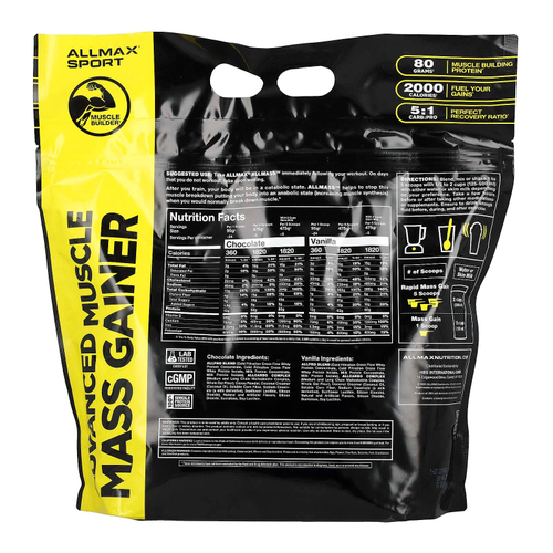 ALLMAX, Sport, ALLMASS ™, средство для наращивания мышечной массы, шоколад, 2,27 кг (5 фунтов)
