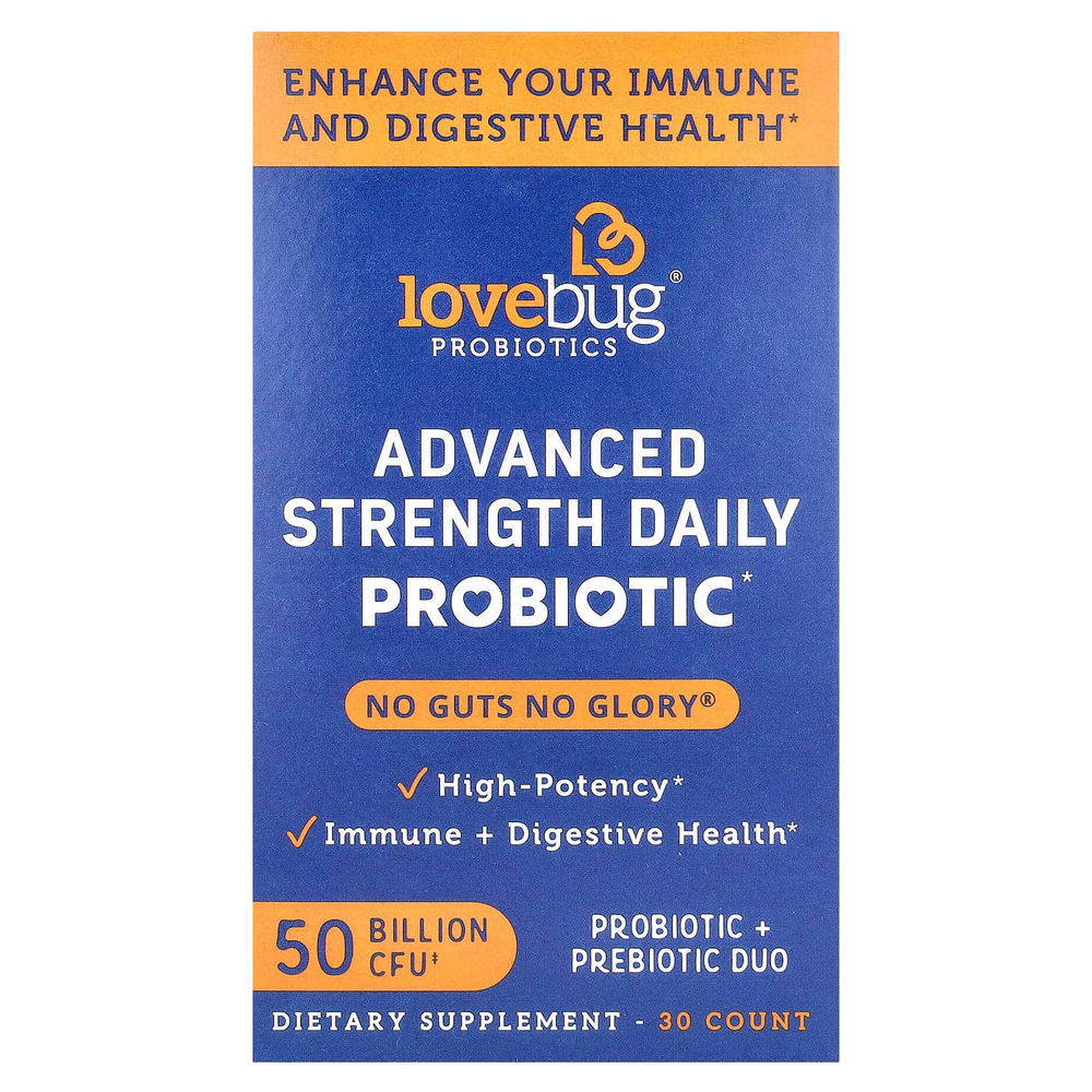 LoveBug Probiotics, улучшенный пробиотик для ежедневного приема, 50 млрд КОЕ, 30 капсул