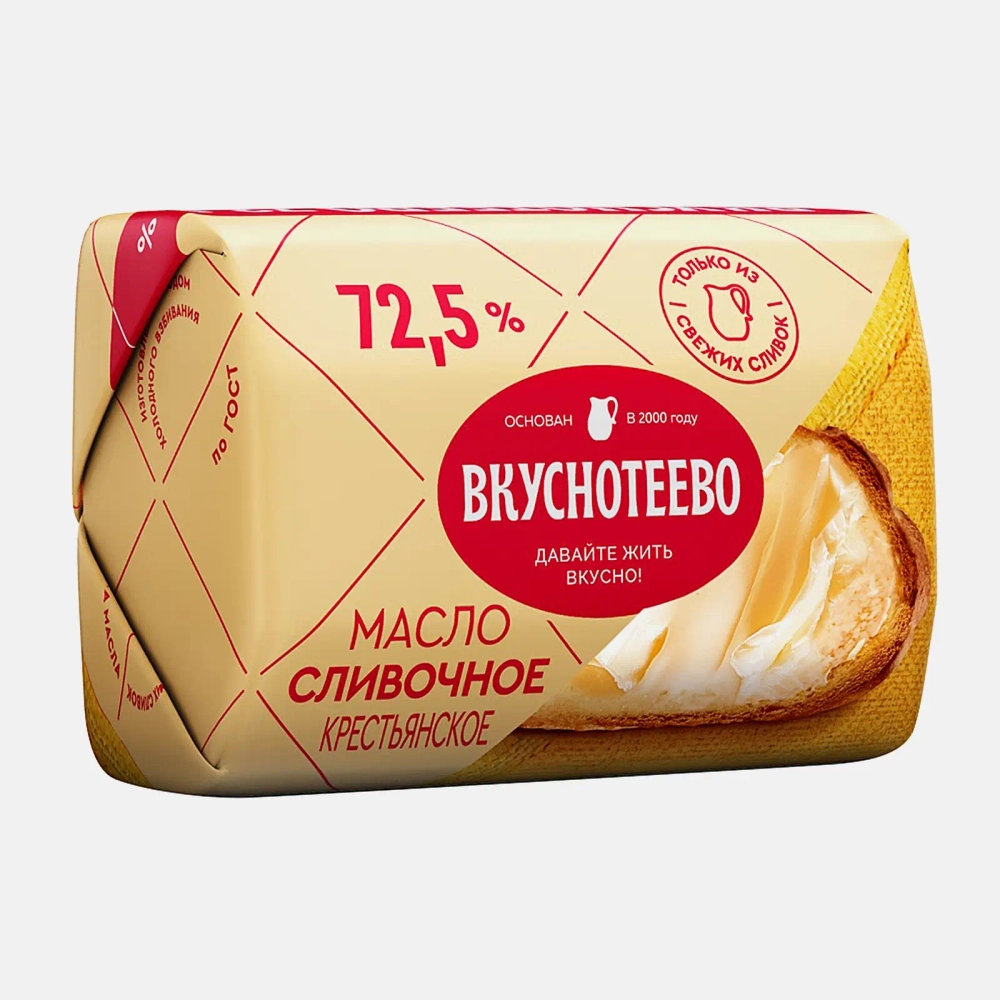 Масло сливочное Крестьянское Вкуснотеево 72.5% 180г