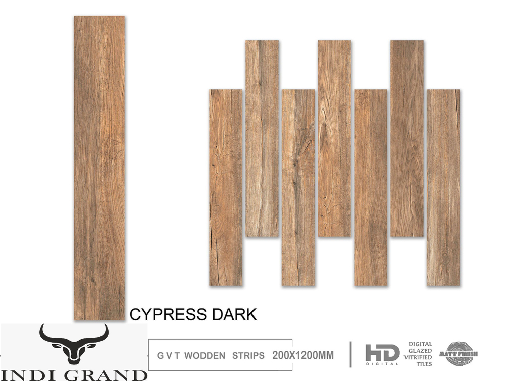 Керамогранит Carving 20x120cm GVT Matt Finish Cypress Dark