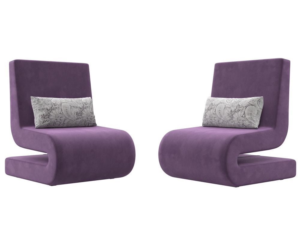 Кресло Волна (2 шт.), Сиреневый/Серый, Микровельвет\Велюр, 115670