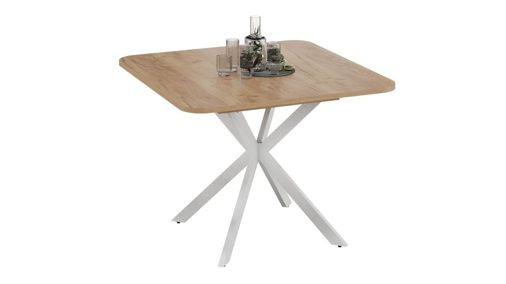 Стол кухонный обеденный раздвижной Черный муар/Ателье темный 100(131)х100х75 см