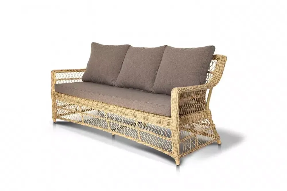 "Гранд Латте" диван трехместный из искусственного ротанга, цвет соломенный