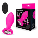 Розовая вибровтулка с прозрачным кристаллом и пультом ДУ - 8,5 см. (Цвет: прозрачный)