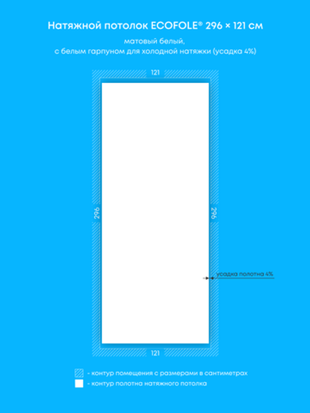Матовый натяжной потолок 3.6 м2