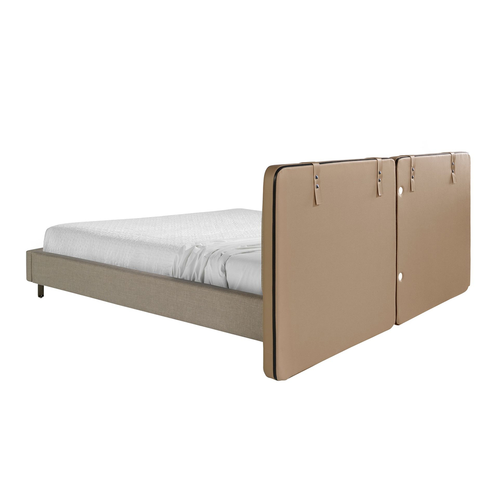 Кровать Angel Cerda 7154/GC2220 из экокожи цвета норки и серой ткани