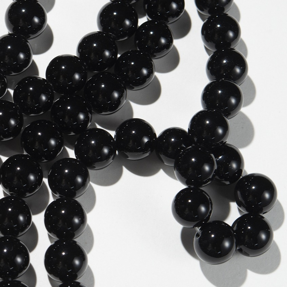 Черный агат тонированный натуральный, бусины в форме шара, 12,2мм