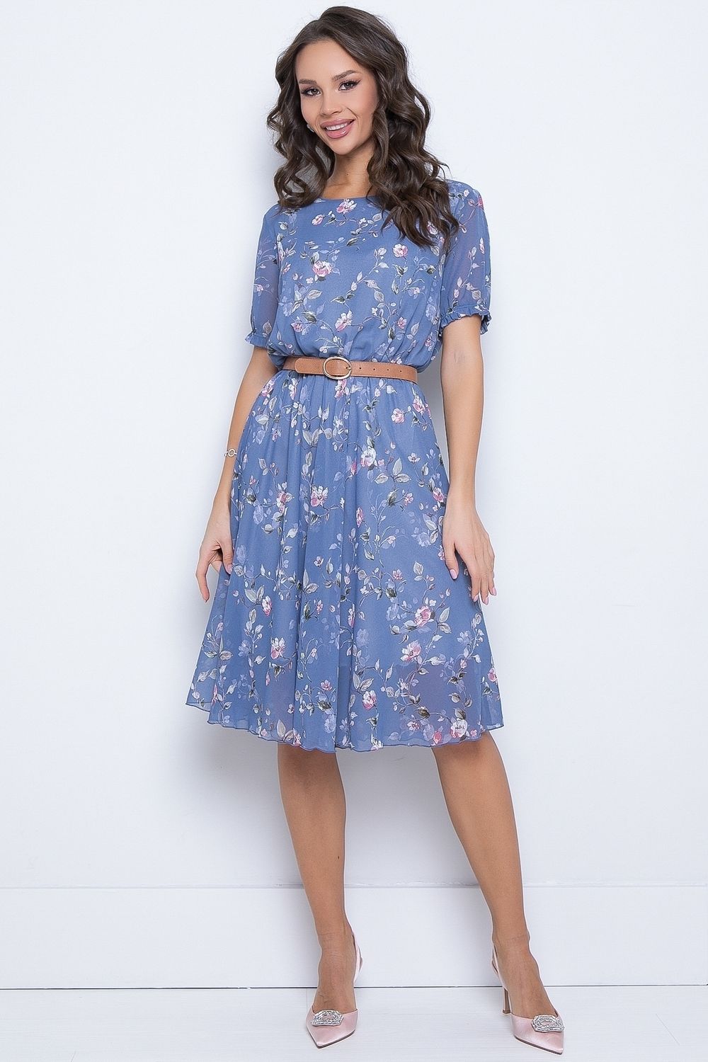 Платье Стильный шифон (блу) Diolche (Акция)