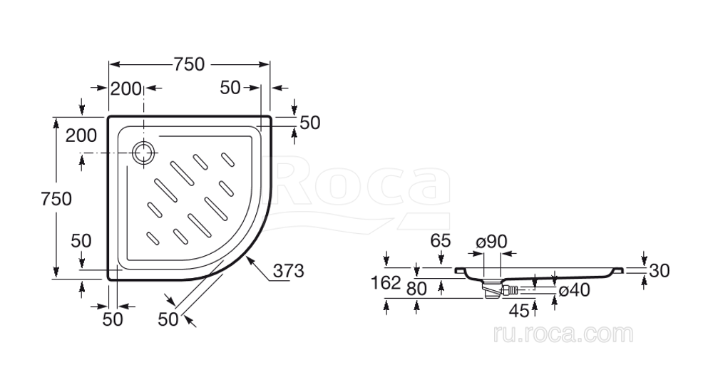 Душевой поддон Roca Easy 750х750 белый 276083000