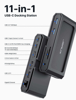 JSAUX Steam Deck OLED док-станция для ноутбука USB-C, док-станция 11-в-1 с HDMI и DP 8K при 30 Гц, PD 100 Вт, Gigabit Ethernet, аудиоразъем 3,5 мм, совместимый с Steam Deck LCD / OLED