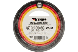 Изолента ПВХ KRANZ 0,13х19 мм, 25 м, серая KR-09-2208