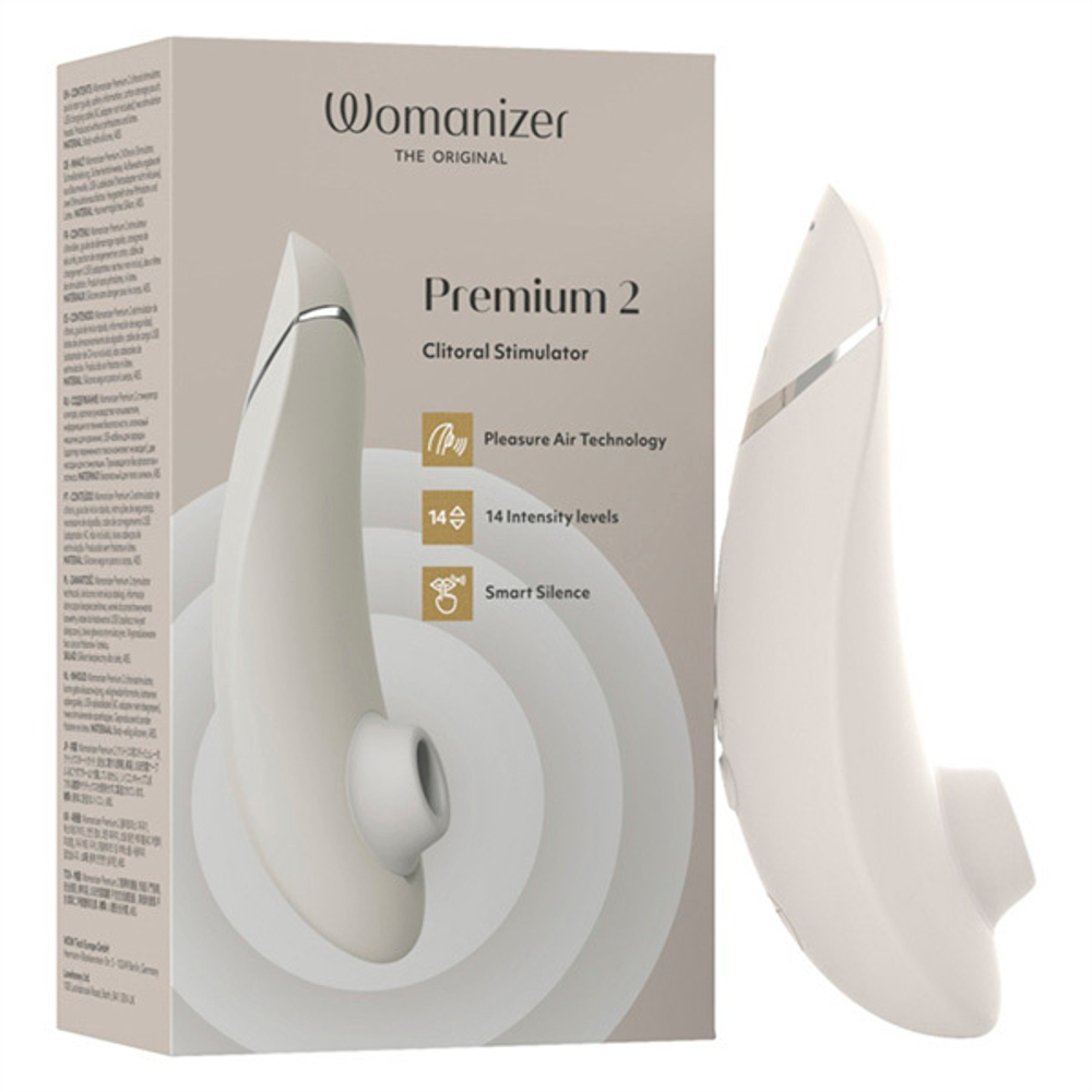 Серый вакуумно-волновой клиторальный стимулятор Womanizer Premium 2 Gray WZ212SG8